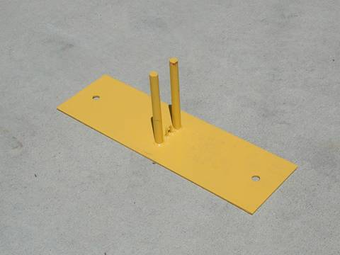 Ciò è un piede di recinzione giallo che è utilizzato nel recinto del portatile del Canada.