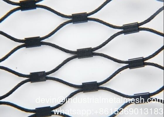 Rete a maglia di fune metallica in acciaio inossidabile a diamante con virola per balaustra