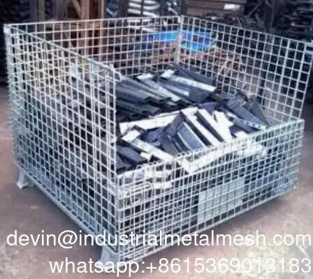 Contenitore pieghevole in rete metallica con materiale in acciaio Q235 per lo stoccaggio in magazzini industriali