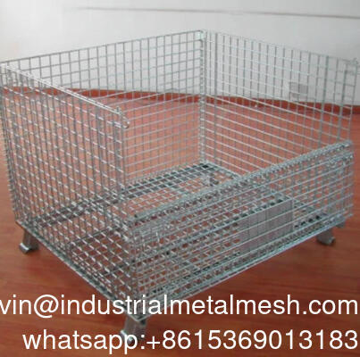 High Quality Galvanized Collapsible Junior Wire Mesh Baskets with 1/2 Drop Gate
