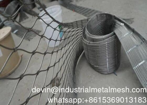 280*280mm Aperture Flexible Ferrule 304 316 Stainless Steel Rope Mesh for Playground Climbing Net