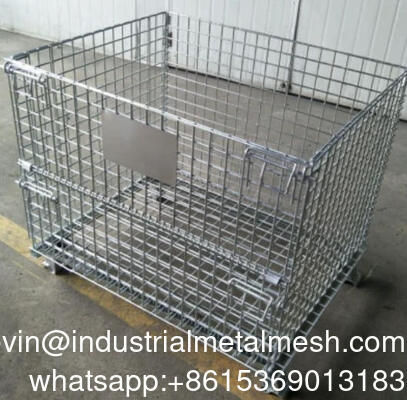 High Quality Galvanized Collapsible Junior Wire Mesh Baskets with 1/2 Drop Gate