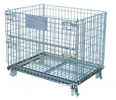 Contenitore di stoccaggio Cesti in filo metallico Gabbia per stoccaggio pieghevole Contenitore a rete metallica Cassetta per pallet Gabbia metallica pieghevole per stoccaggio