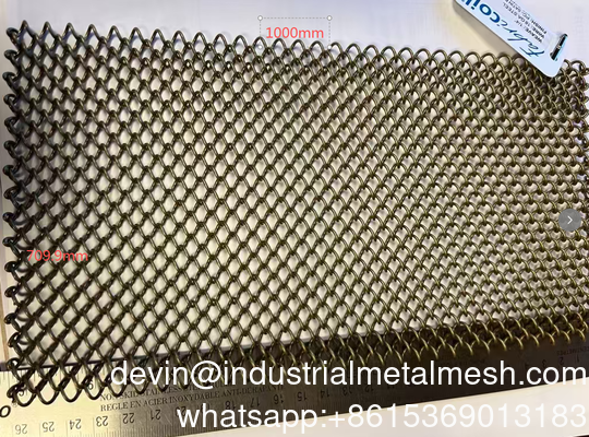 Materiale base in filo di acciaio - Cal. 18 * Finitura con rivestimento in polvere più scuro - Rete decorativa con motivi a spirale in ottone satinato Rete decorativa