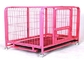 La gabbia pieghevole della fossa di scolo del cesto per cani di colore della maglia rosa del nastro metallico può su misura