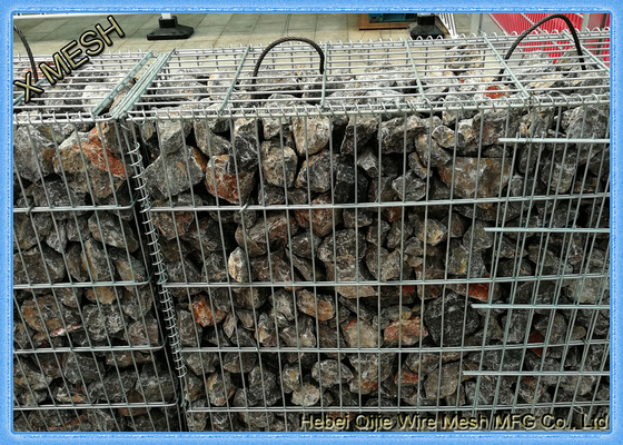 Cestini in gabbione saldati rivestiti in zinco, gabbie in filo metallico riempite di pietra / foro rettangolare